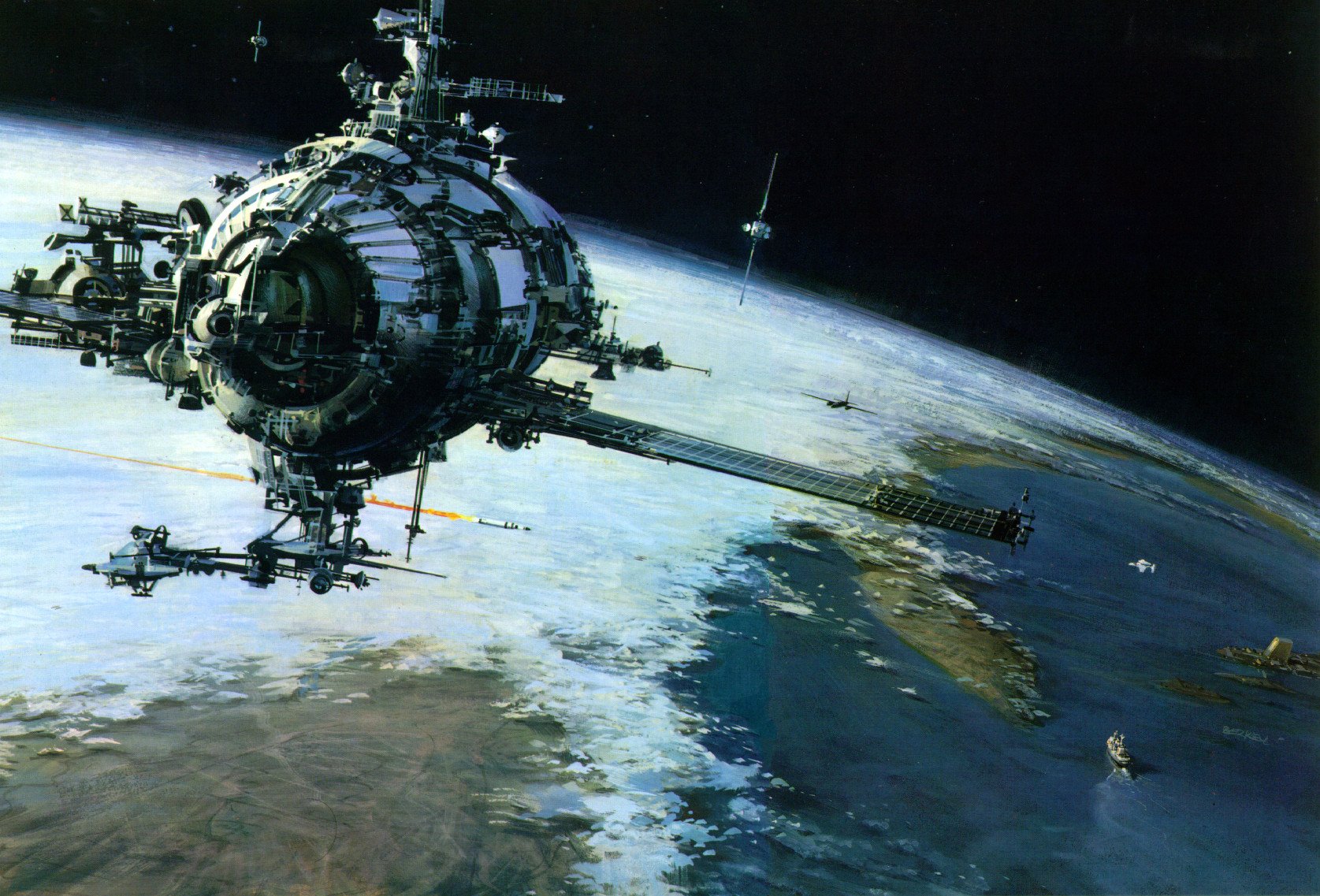retro-spaceship-desktop-wallpaper-screensaver-background-planet-earth